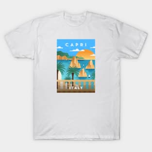 Capri, Italy. Retro travel minimalist poster T-Shirt